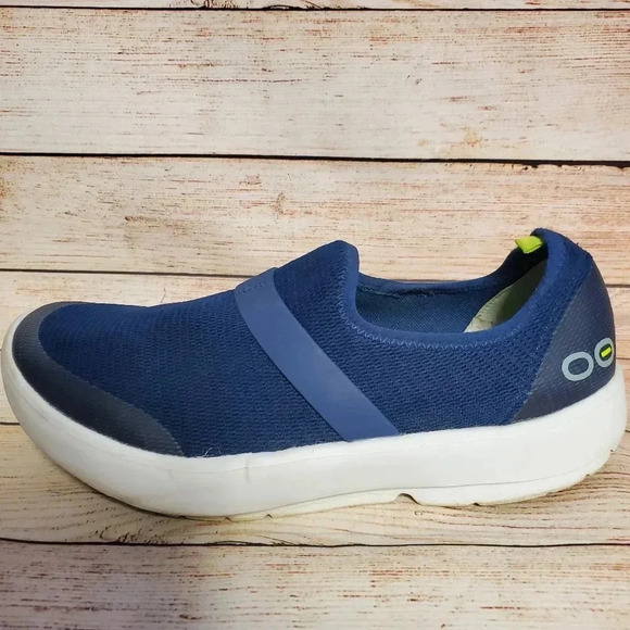 OOFOS Womens US 11 EU 42 OOMG Navy/White Mesh Low Recovery Slip-On Shoes - Picture 9 of 13